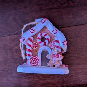 Light-up Gingerbread House Ornament - Red and White